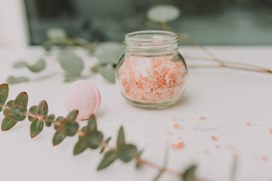 Photo of Pink Aromatherapy Smelling Salt in a glass jar