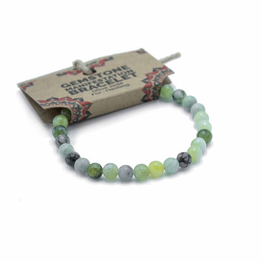 Olive Jade Gemstone Manifestation Bracelet – Healing & Wellbeing