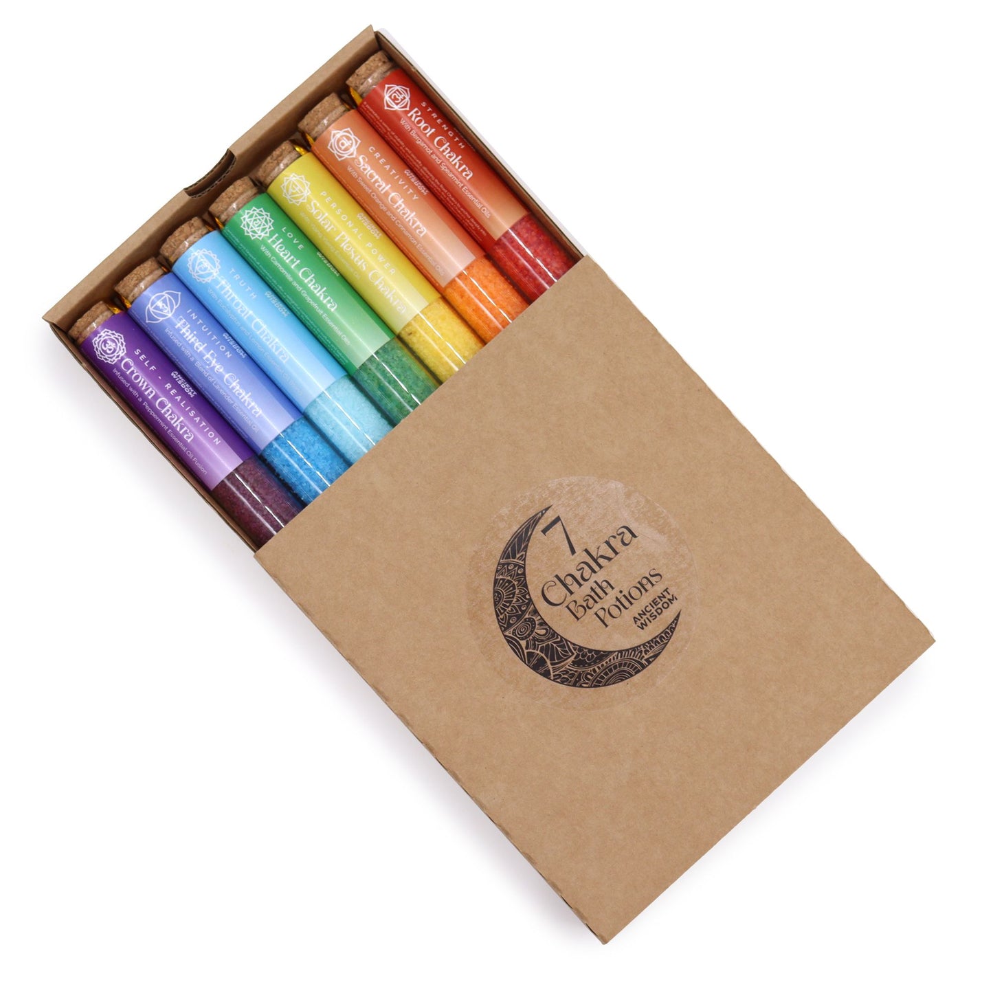 Set of 7 Chakra Bath Salts in Spell Phials