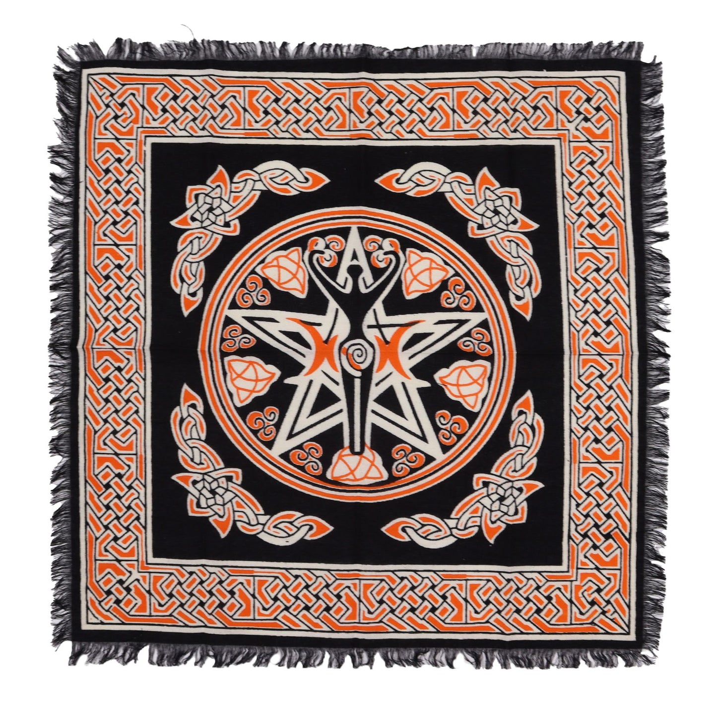 Esoteric Fringed Altar Cloth – Earth Mother Symbol for Witchcraft & Ritual