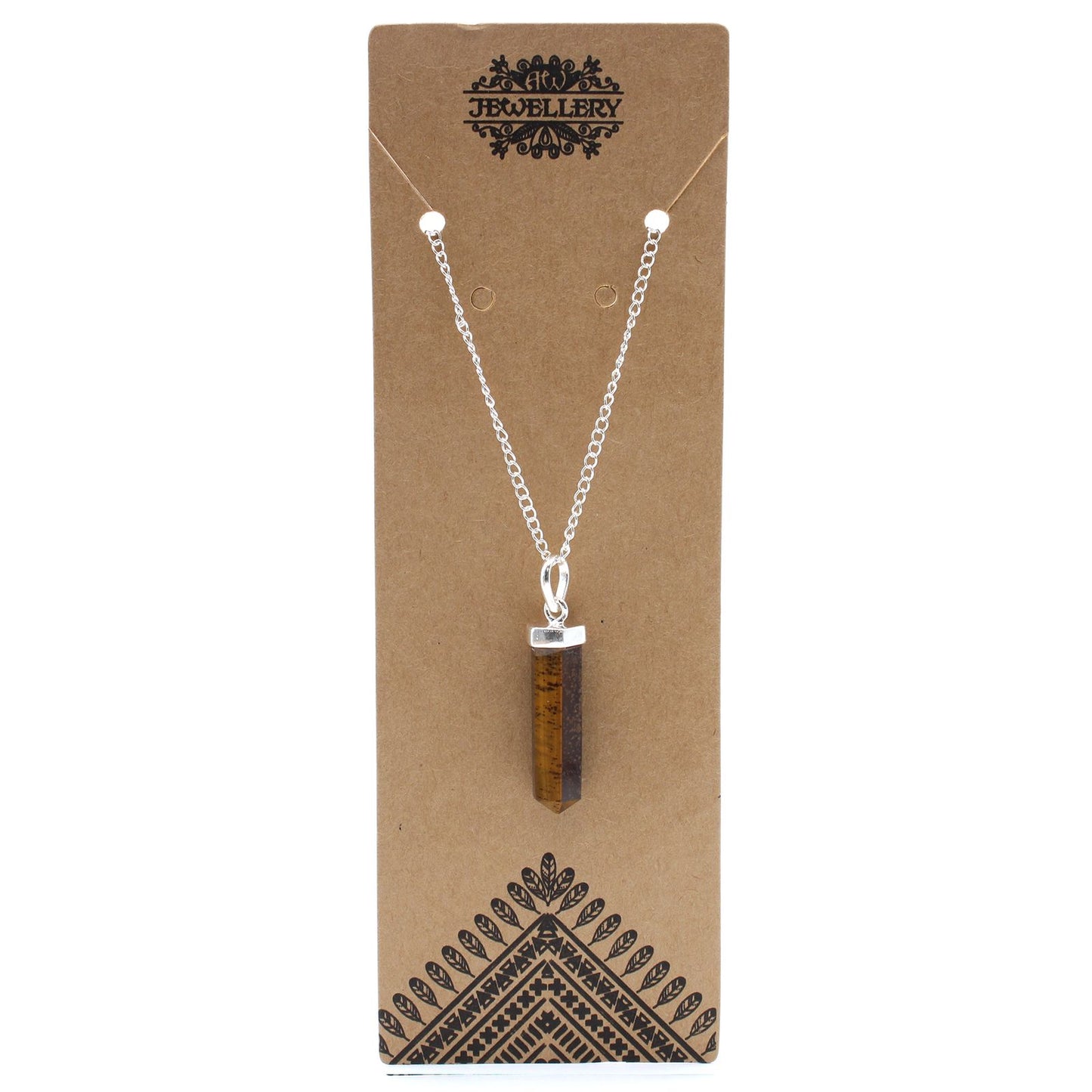 Tiger Eye Classic Point Gemstone Pendant Necklace