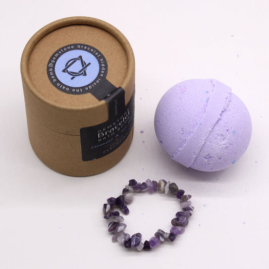 Natural Amethyst Gemstone Bracelet & Bath Bomb