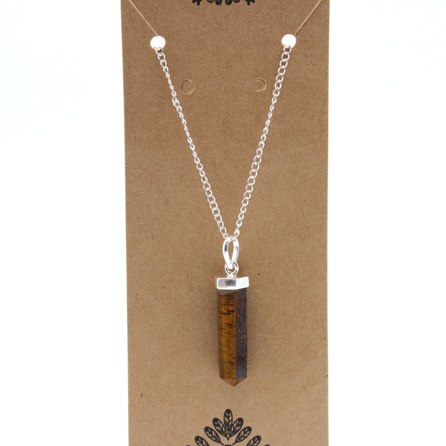 Tiger Eye Classic Point Gemstone Pendant Necklace