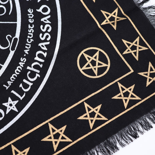 Esoteric Fringed Altar Cloth – Life, Death & Rebirth Symbol for Witchcraft & Ritual
