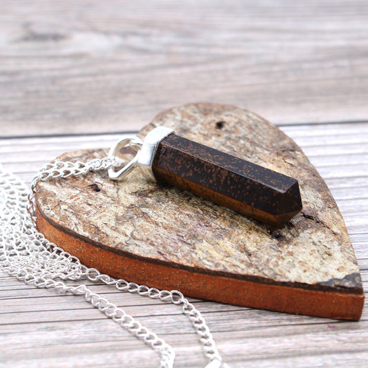 Tiger Eye Classic Point Gemstone Pendant Necklace
