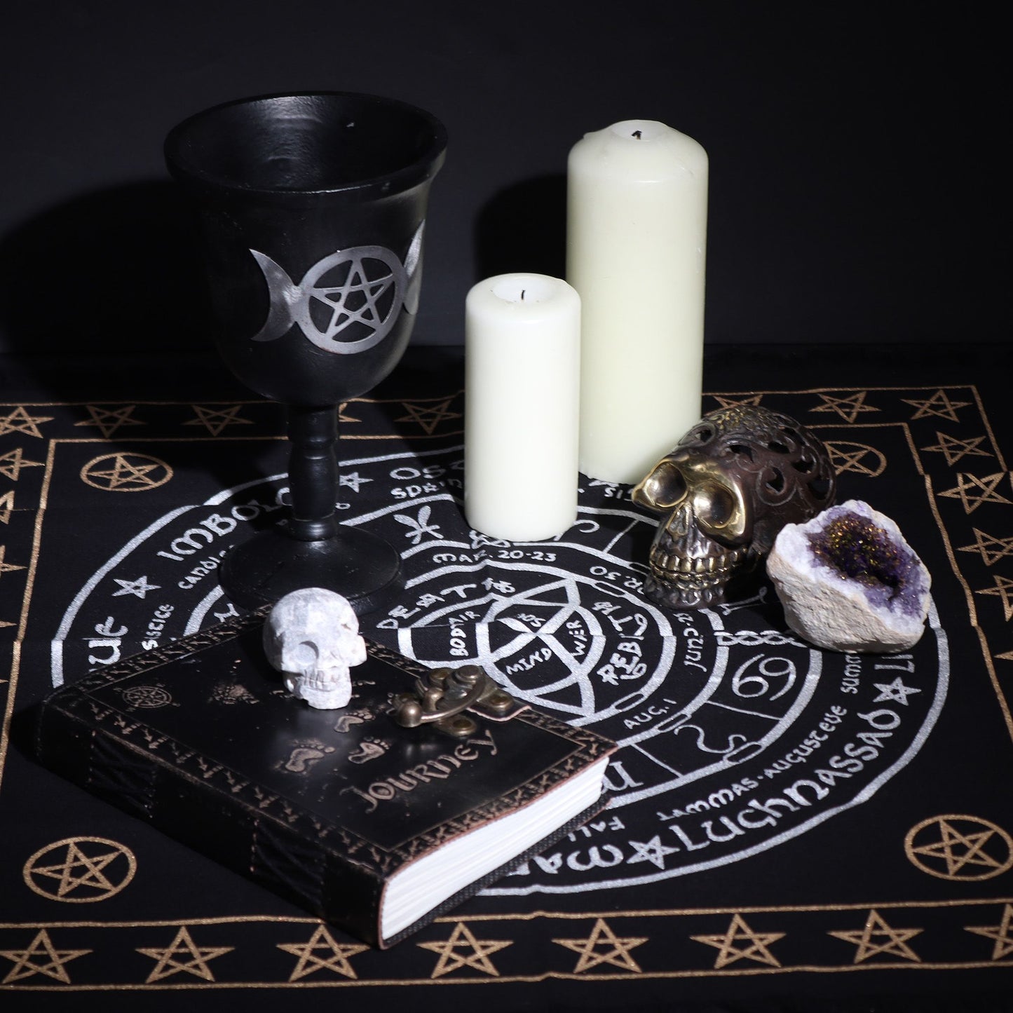 Esoteric Fringed Altar Cloth – Life, Death & Rebirth Symbol for Witchcraft & Ritual