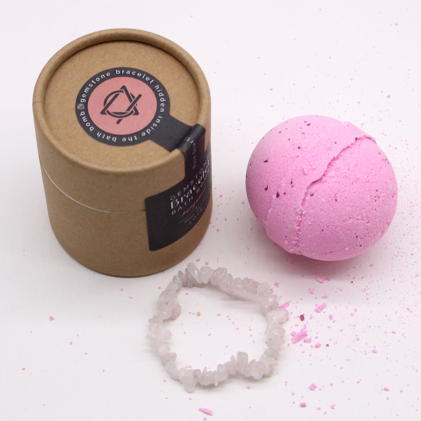 Natural Rose Quartz Gemstone Bracelet Bath Bomb