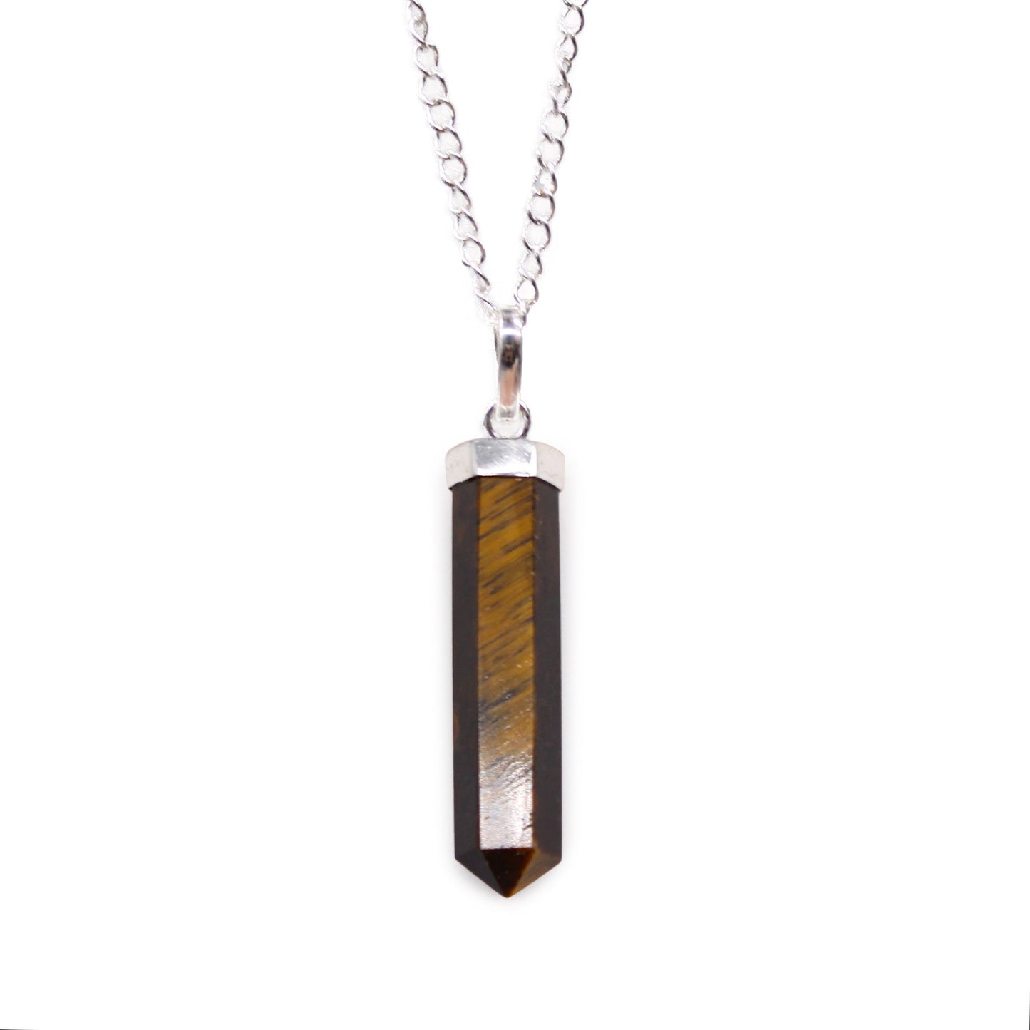 Tiger Eye Classic Point Gemstone Pendant Necklace