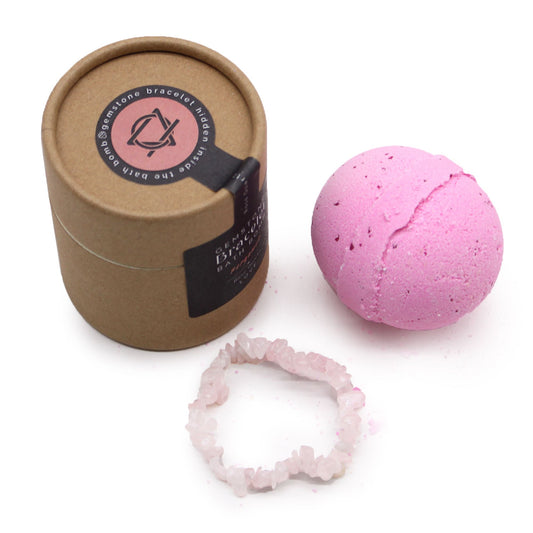 Natural Rose Quartz Gemstone Bracelet Bath Bomb