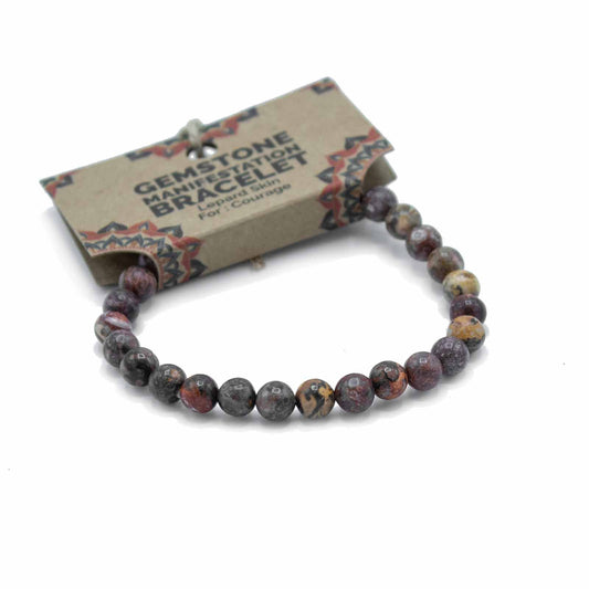 Leopard Skin Jasper Gemstone Manifestation Bracelet – Courage