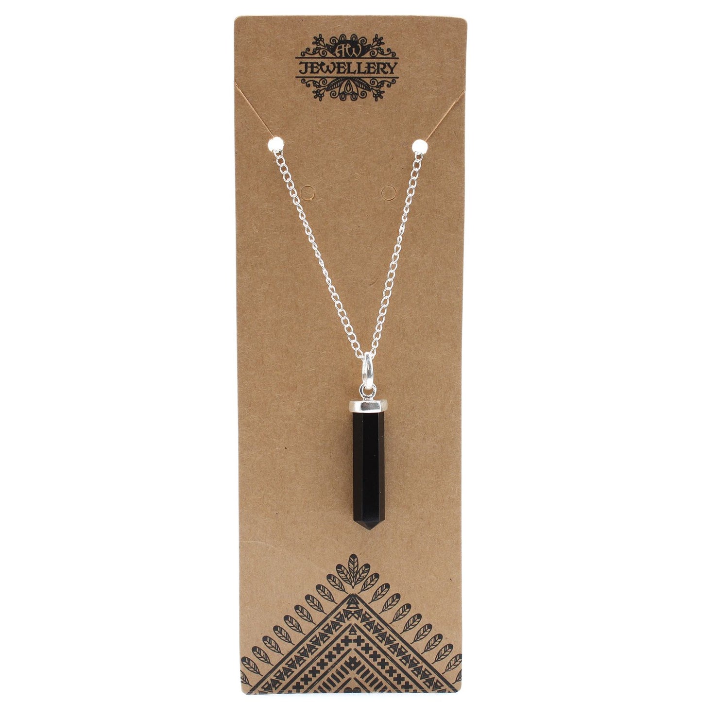 Black Agate Classic Point Gemstone Pendant Necklace