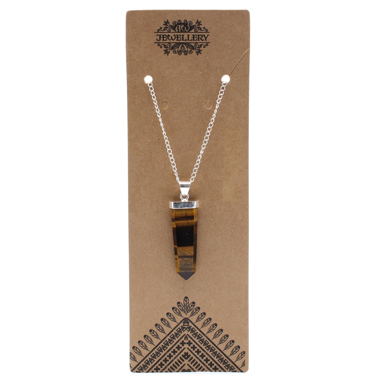 Tiger Eye Flat Pencil Gemstone Pendant Necklace