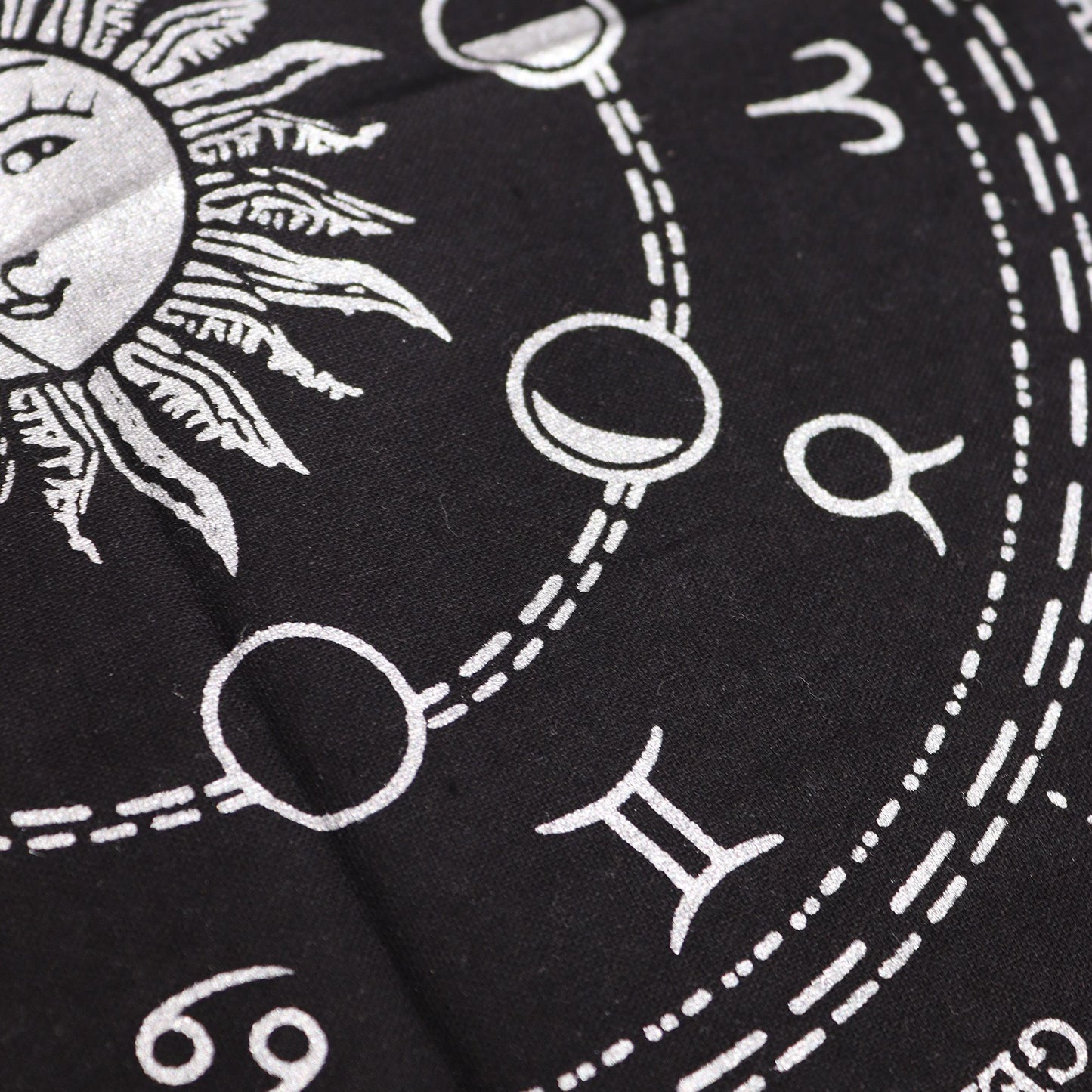 Esoteric Fringed Altar Cloth – Horoscope Zodiac Wheel for Witchcraft & Ritual