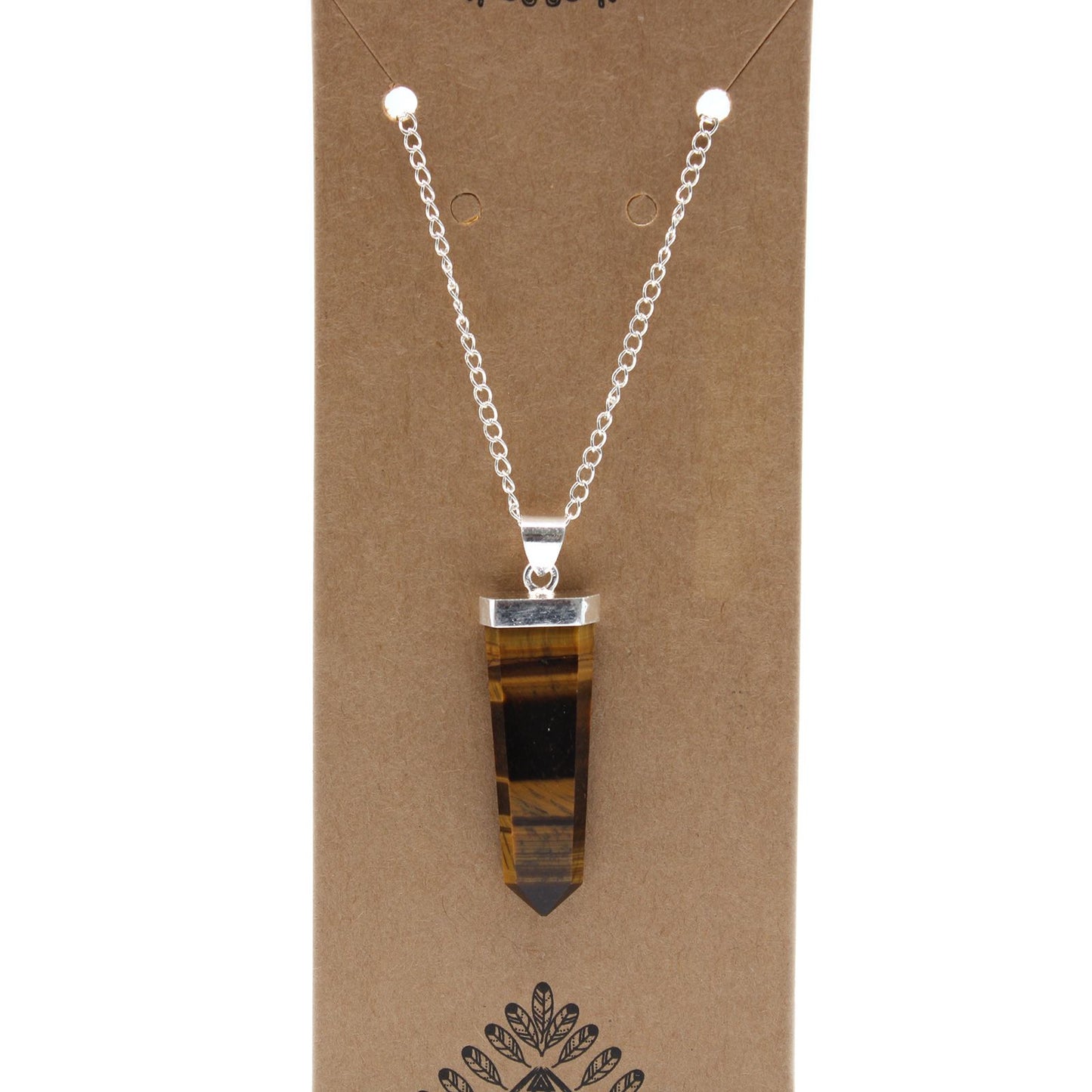 Tiger Eye Flat Pencil Gemstone Pendant Necklace