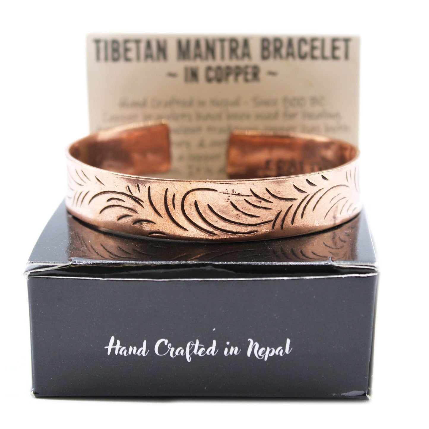 Wide Tribal Swirls Copper Tibetan Bracelet