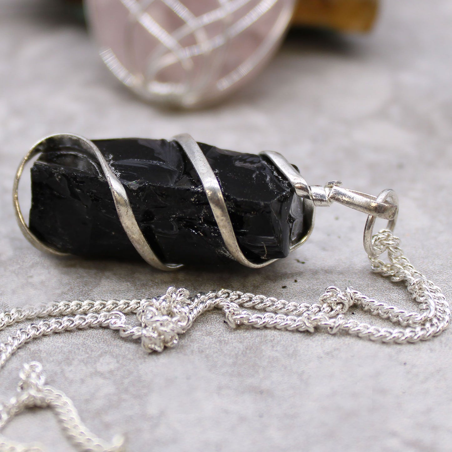 Cascade Wrapped Black Onyx Gemstone Necklace