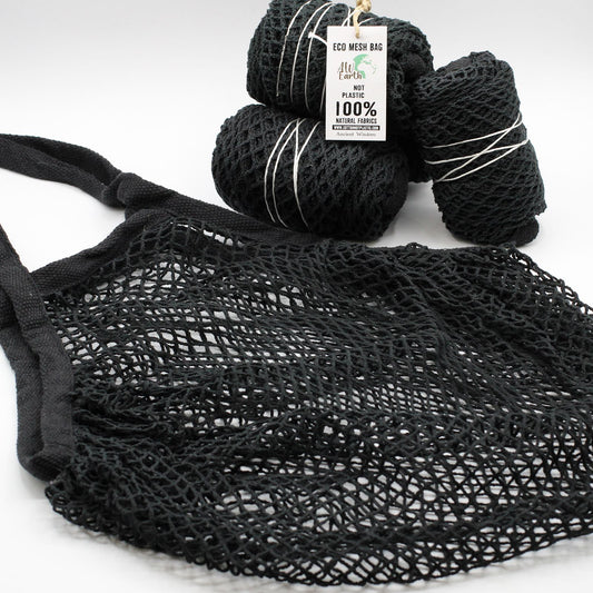 Pure Cotton Mesh Bag - Black