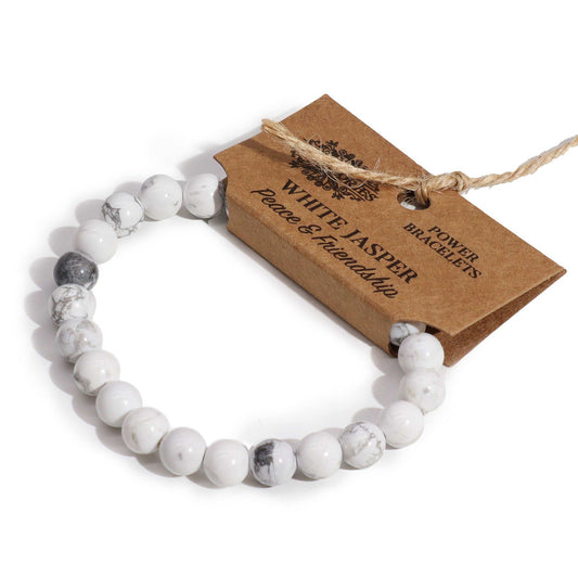 White Jasper Power Bracelet – Crystal Healing Beads for Emotional Balance & Calm Energy