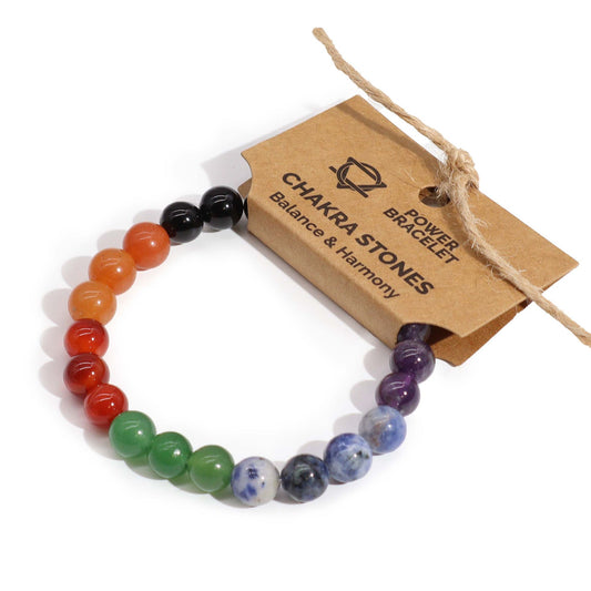 Chakra Stones Power Bracelet – 7 Chakra Crystal Healing Beads for Energy Balance & Alignment