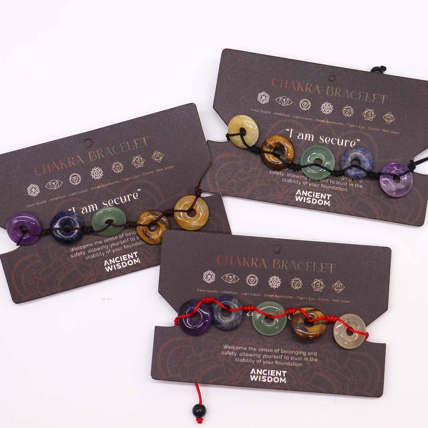 Chakra Large Round Gemstone Disc String Bracelet – Adjustable Crystal Jewellery
