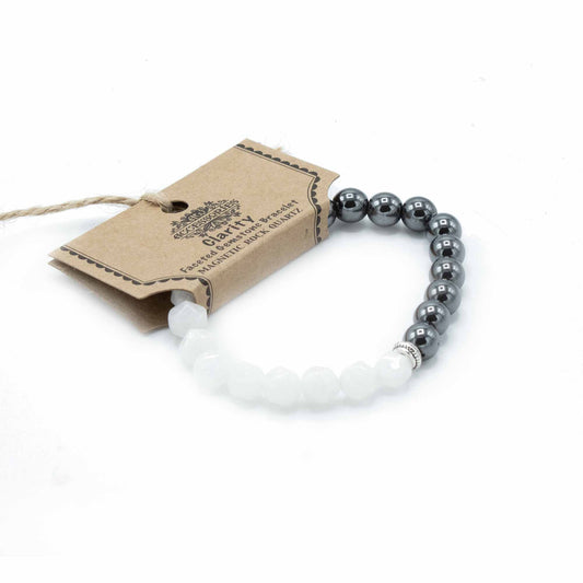 Magnetic Faceted Rock Quartz Gemstone Bracelet