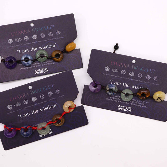 Chakra Gemstone Ball Bead String Bracelet – Adjustable Crystal Jewellery
