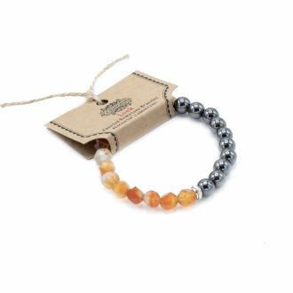 Magnetic Faceted Carnelian Gemstone Bracelet
