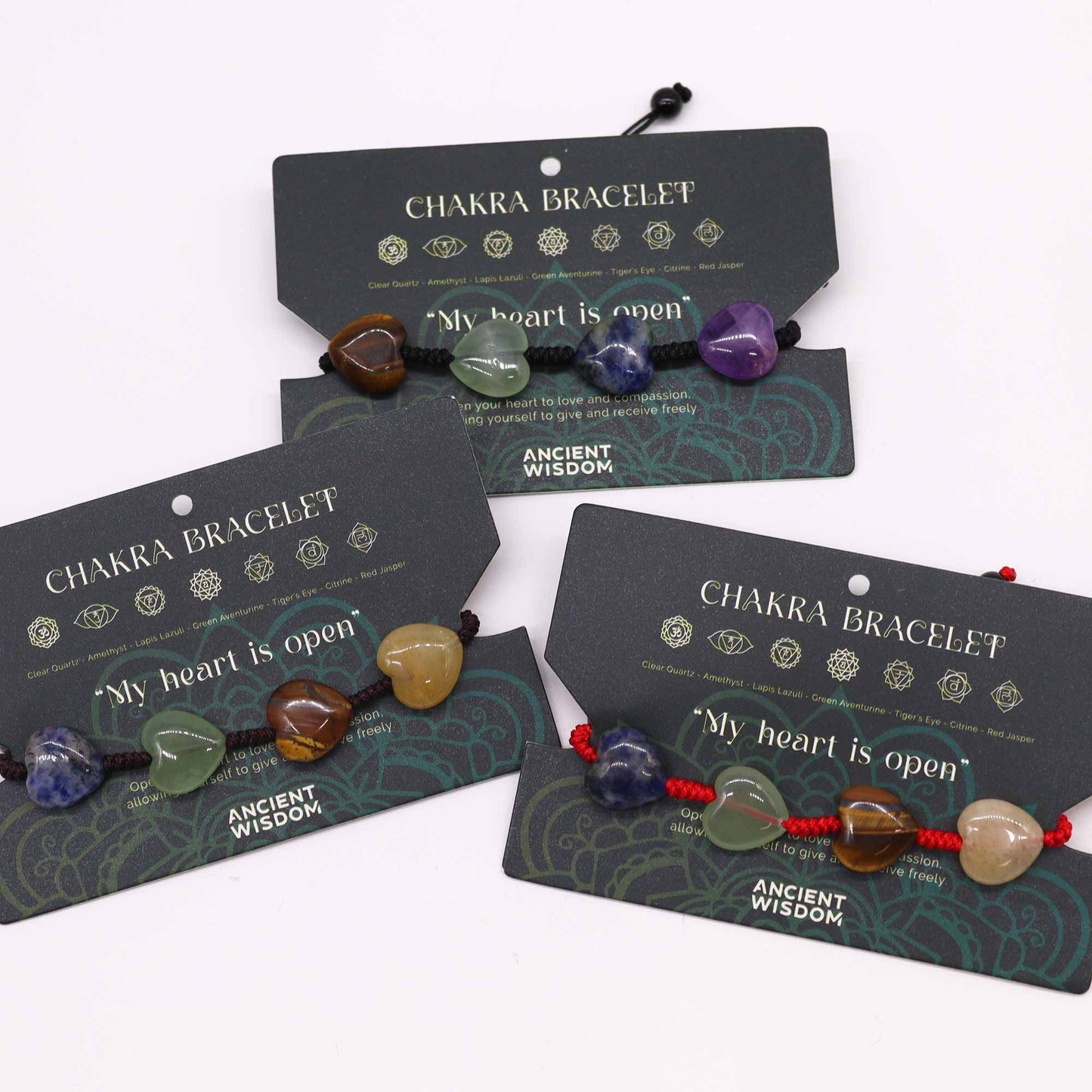 Chakra Heart Gemstone String Bracelet – Adjustable Crystal Jewellery