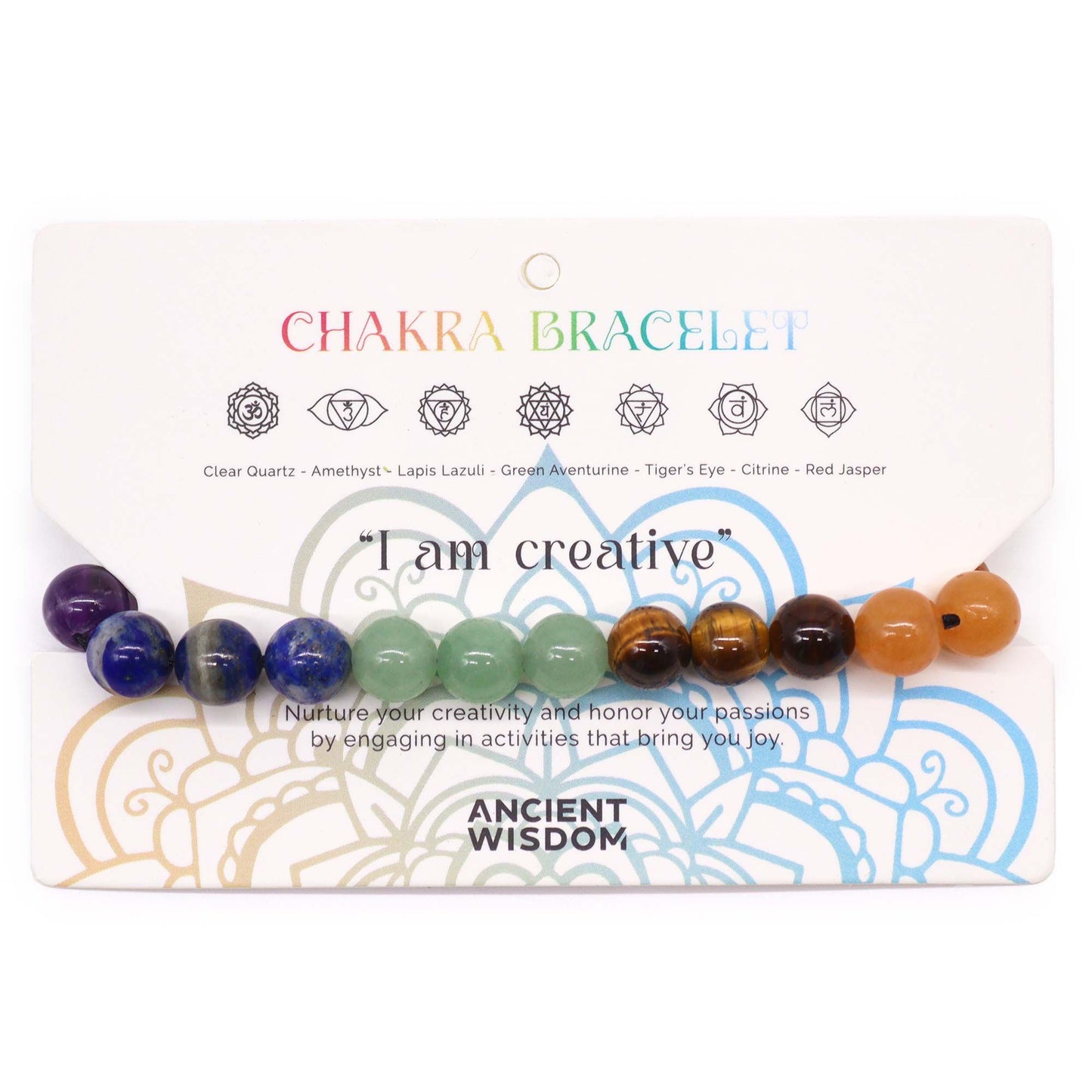 Chakra Gemstone Bead String Bracelet – Adjustable Crystal Jewellery