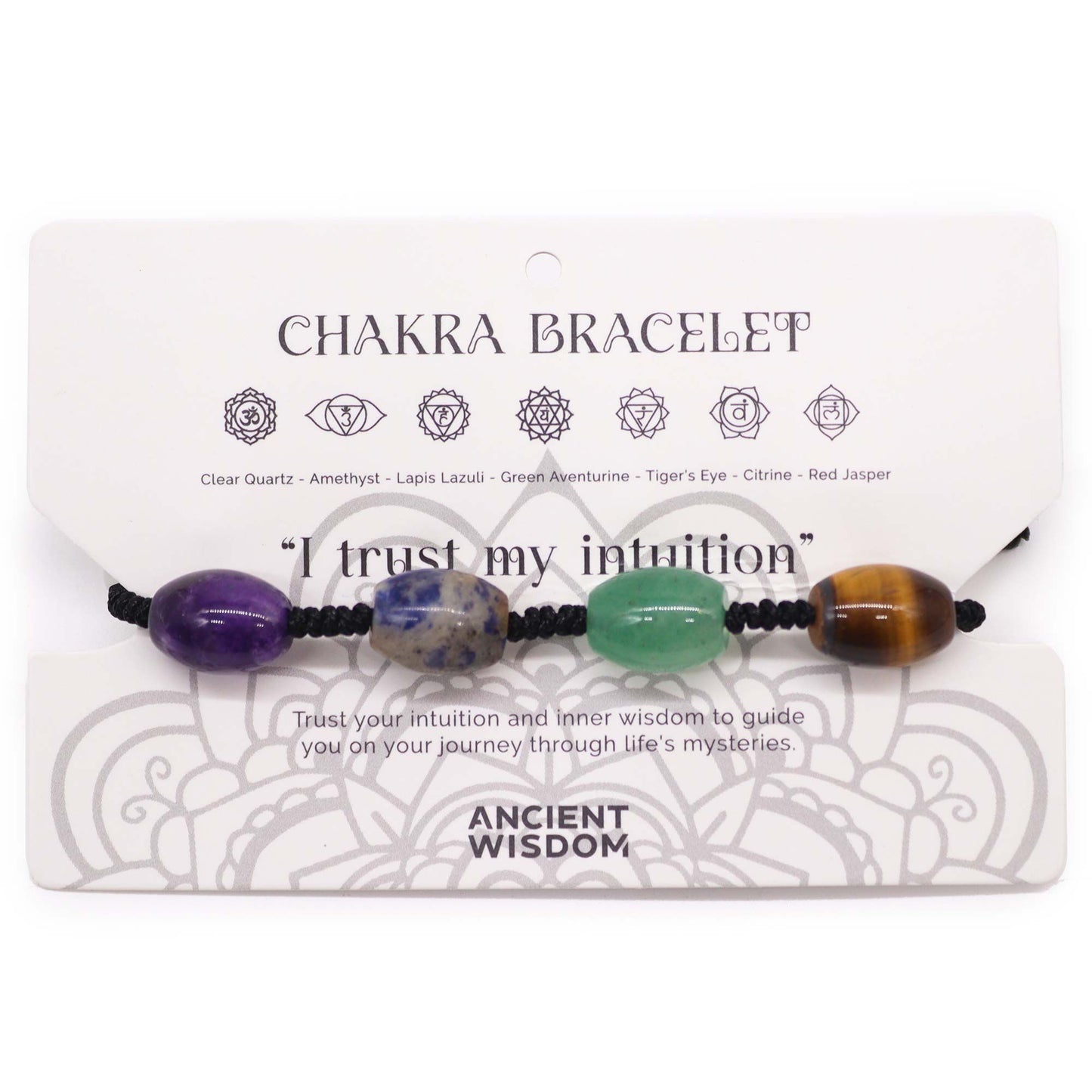Chakra Gemstone Bead String Bracelet – Adjustable Crystal Jewellery