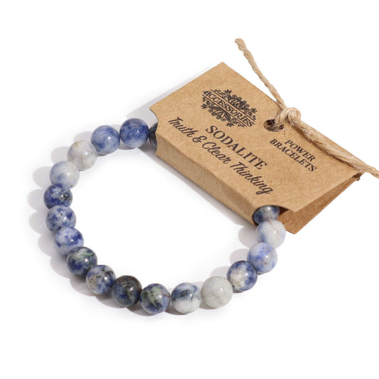 Sodalite Power Bracelet – Crystal Healing Beads for Focus, Communication & Mental Clarity
