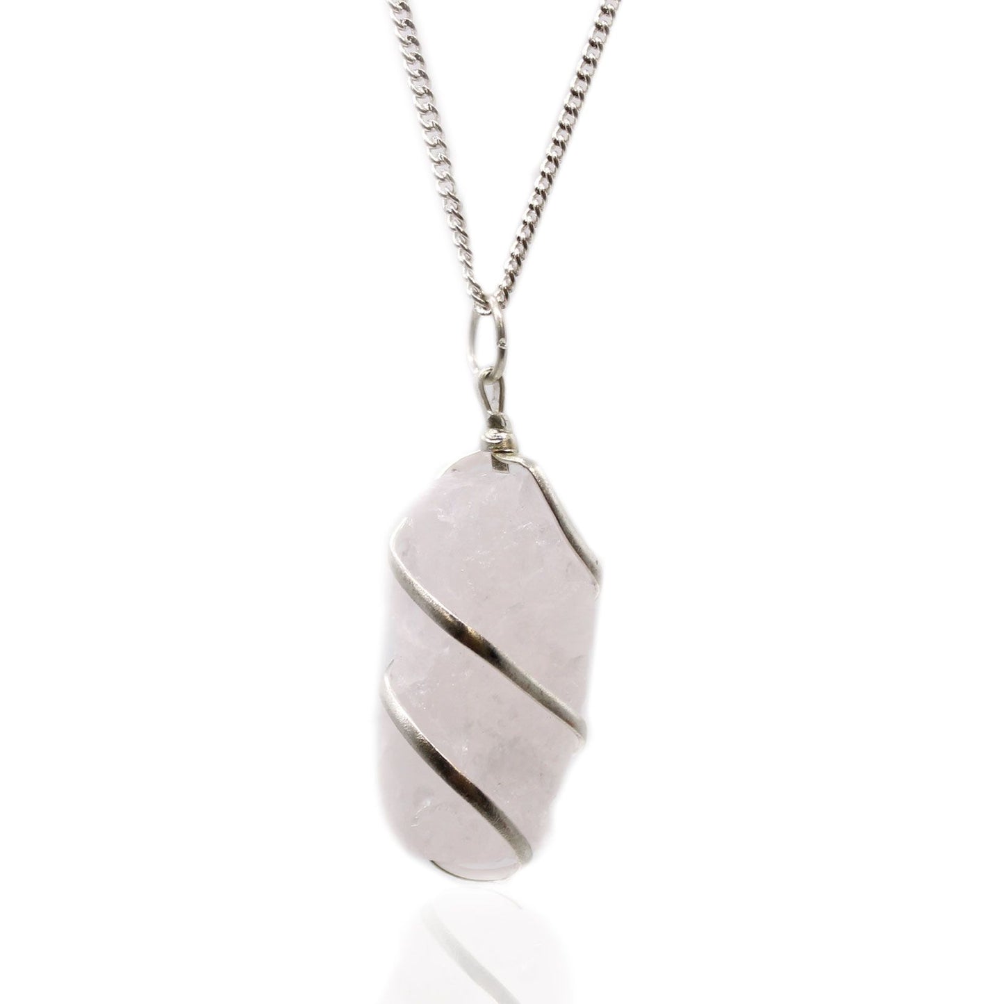 Cascade Wrapped Rose Quartz Gemstone Necklace