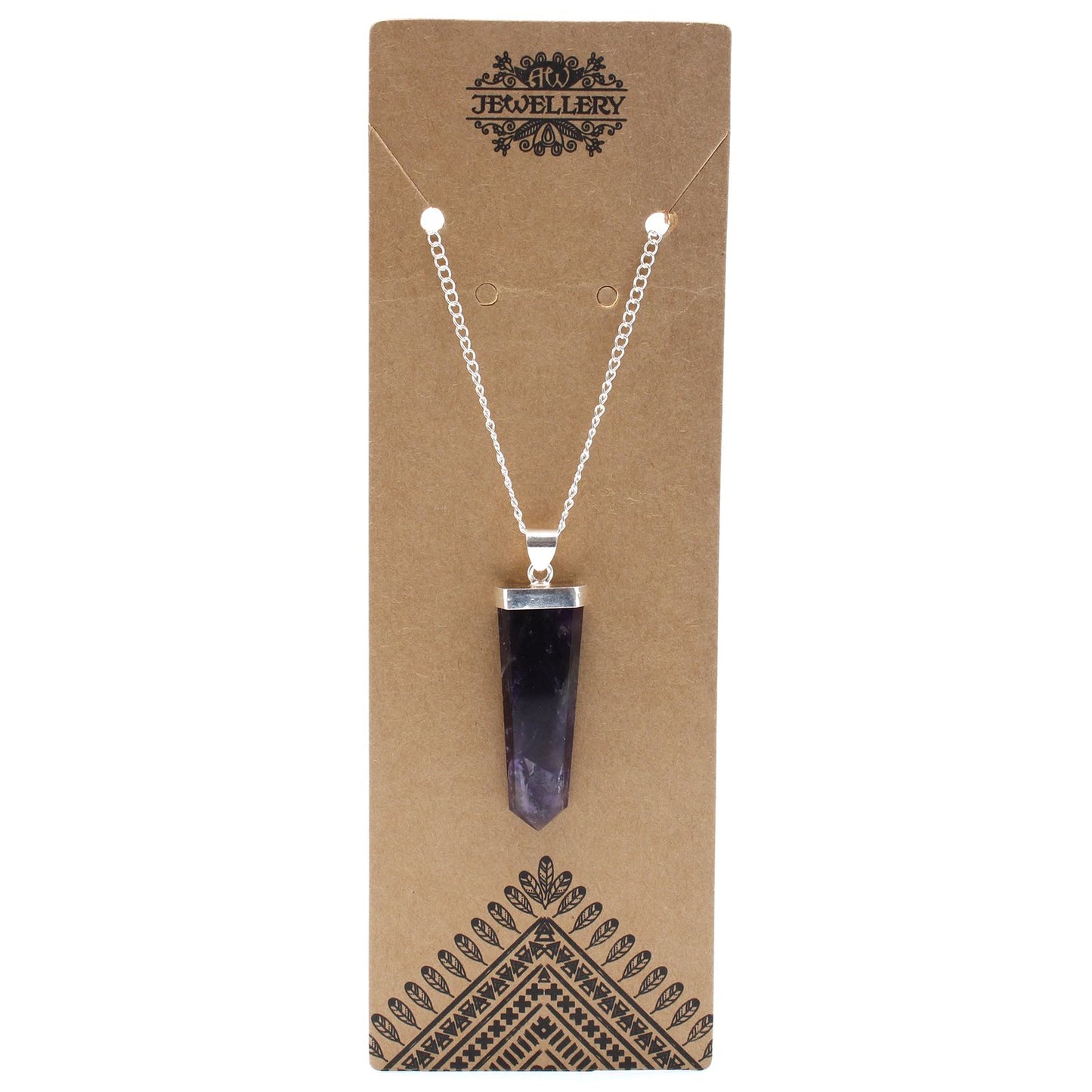 Amethyst Flat Pencil Gemstone Pendant Necklace