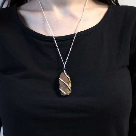 Cascade Wrapped Tiger Eye Gemstone Necklace