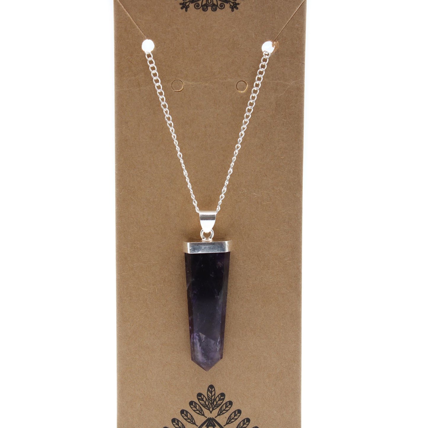 Amethyst Flat Pencil Gemstone Pendant Necklace