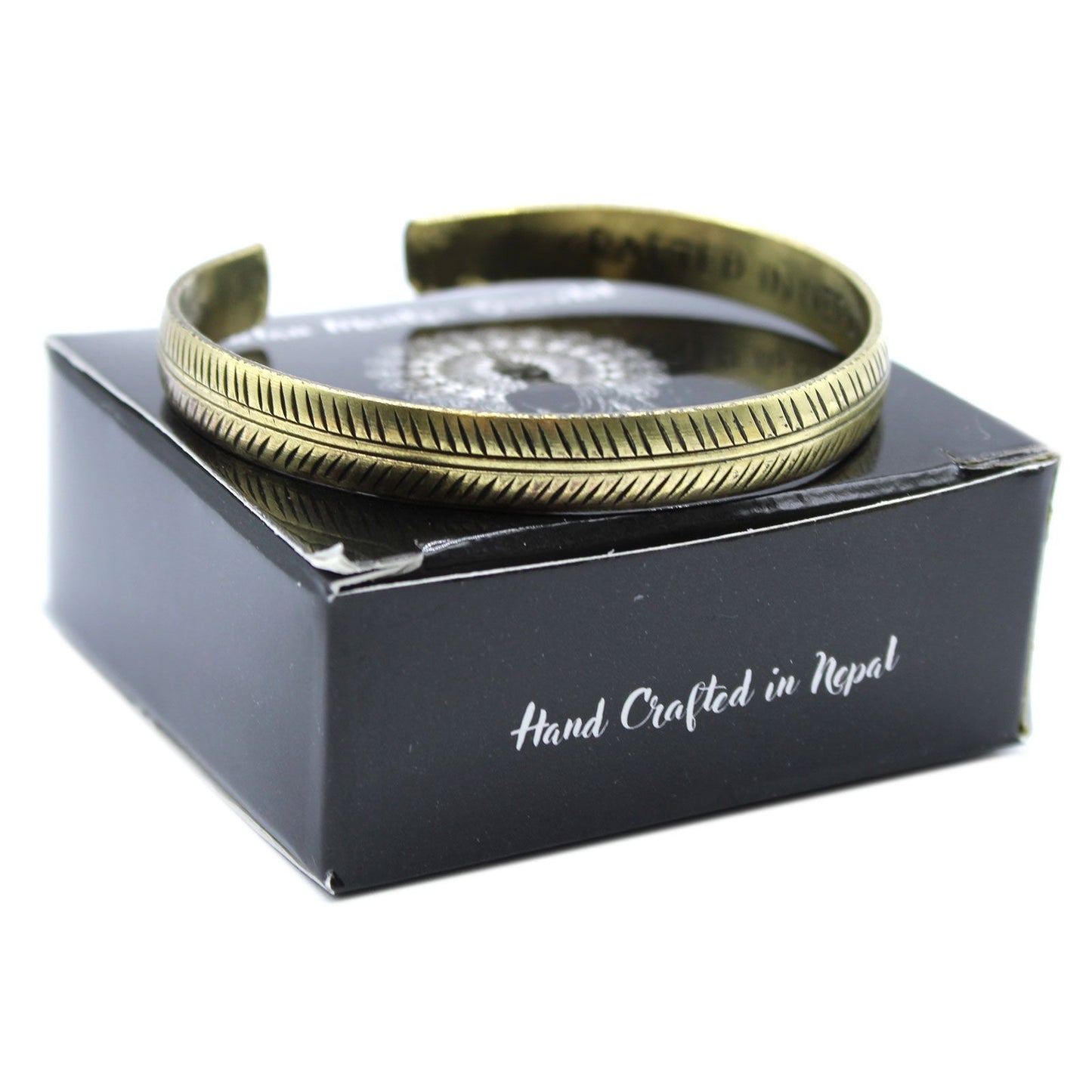 Slim Tribal Leaf Brass Tibetan Cuff Bracelet