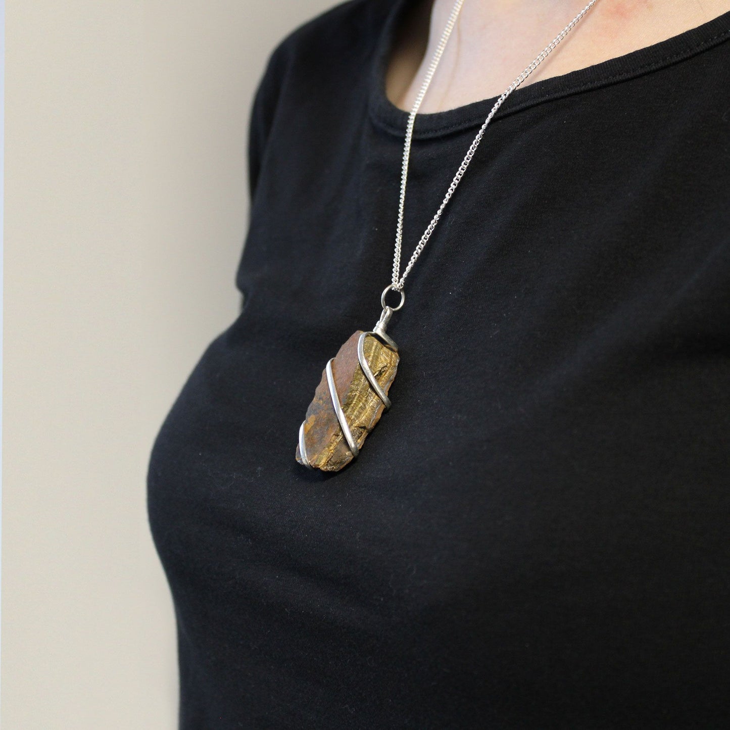 Cascade Wrapped Tiger Eye Gemstone Necklace