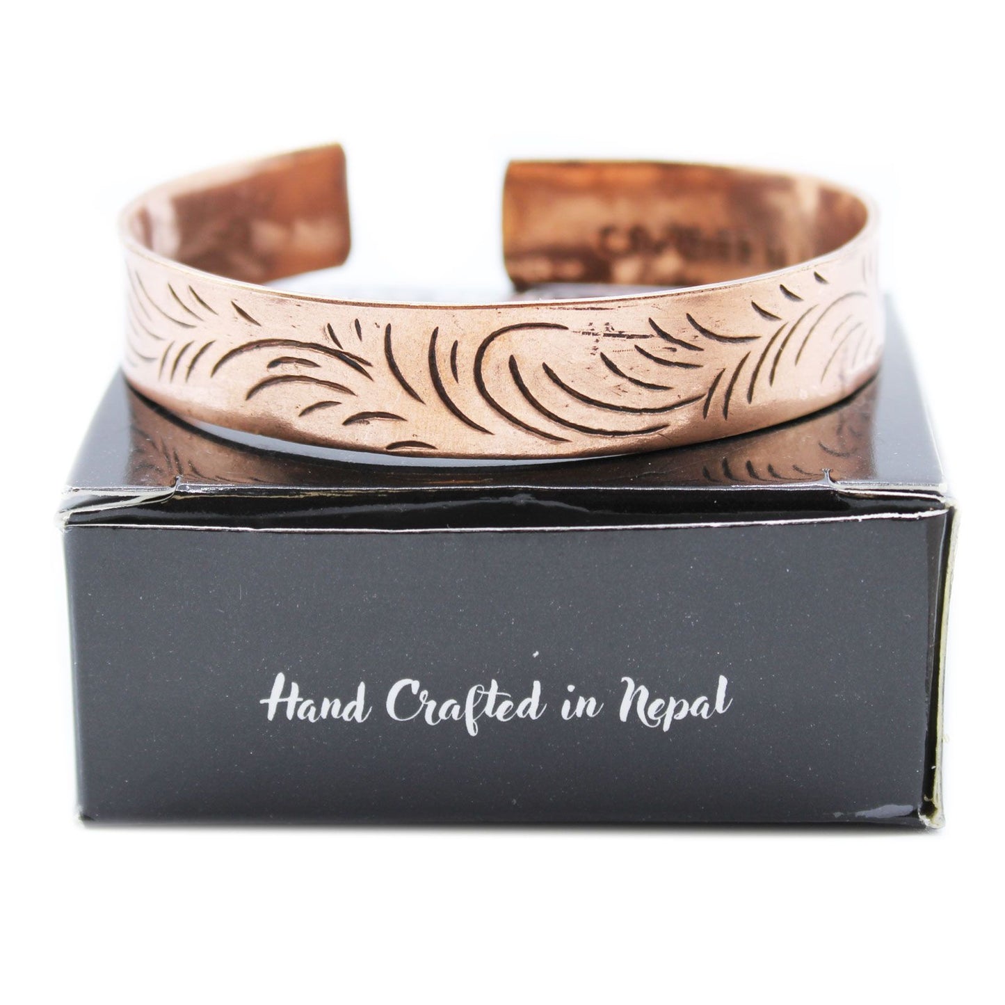 Wide Tribal Swirls Copper Tibetan Bracelet