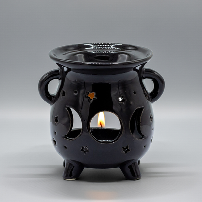 Cauldron Oil Burner - Moon Phase - Black