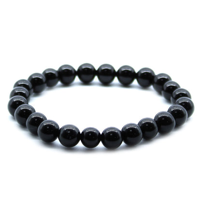 Black Agate Power Bracelet – Crystal Healing Beads for Protection, Courage & Success