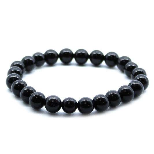 Black Agate Power Bracelet – Crystal Healing Beads for Protection, Courage & Success