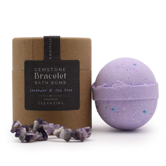 Natural Amethyst Gemstone Bracelet & Bath Bomb
