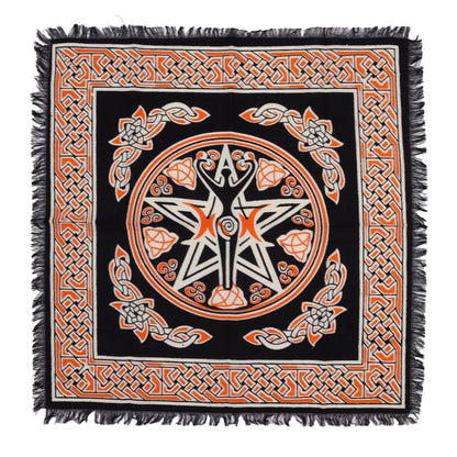 Esoteric Fringed Altar Cloth – Earth Mother Symbol for Witchcraft & Ritual