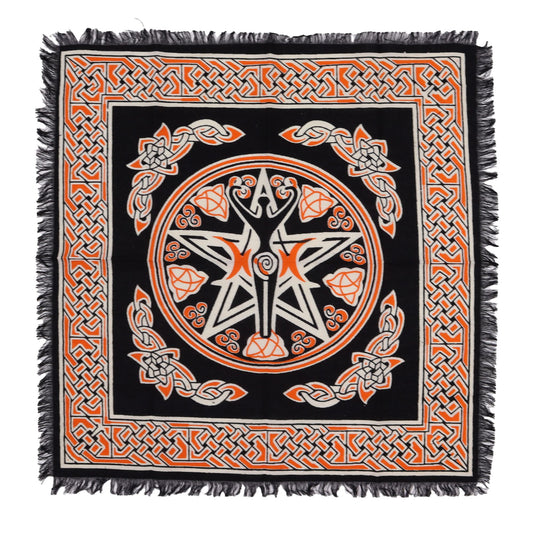 Esoteric Fringed Altar Cloth – Earth Mother Symbol for Witchcraft & Ritual