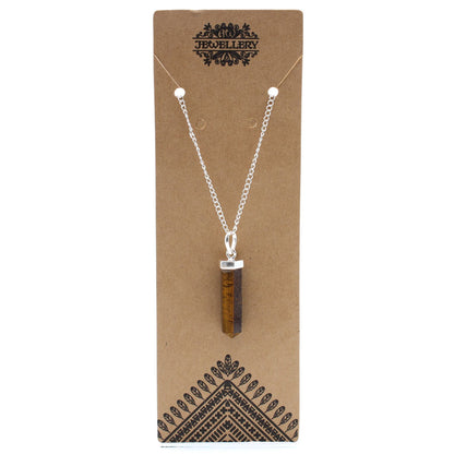 Tiger Eye Classic Point Gemstone Pendant Necklace