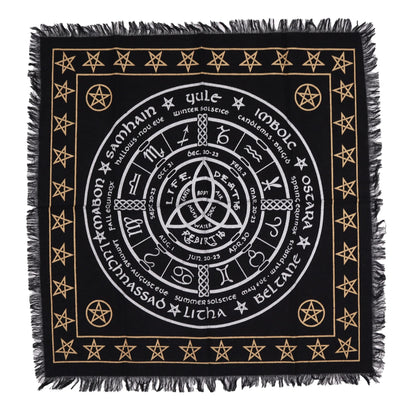 Esoteric Fringed Altar Cloth – Life, Death & Rebirth Symbol for Witchcraft & Ritual