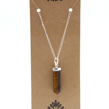 Tiger Eye Classic Point Gemstone Pendant Necklace
