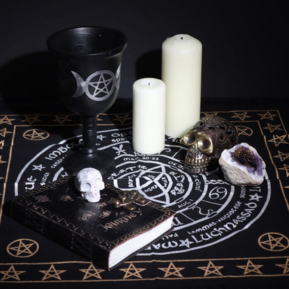 Esoteric Fringed Altar Cloth – Life, Death & Rebirth Symbol for Witchcraft & Ritual
