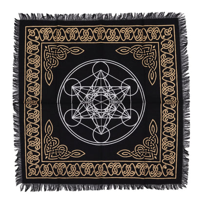 Esoteric Fringed Altar Cloth – Chakra Chart for Witchcraft & Ritual