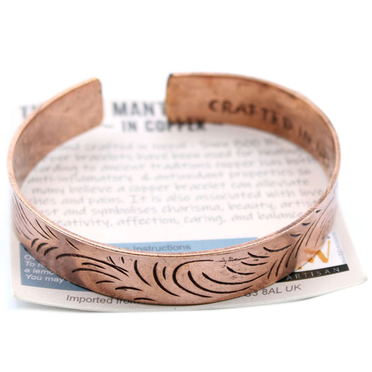 Wide Tribal Swirls Copper Tibetan Bracelet